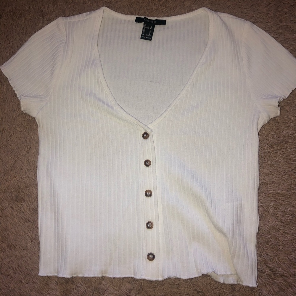 White ribbed top